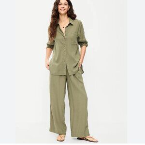 Old Navy Olive Wide Leg Linen Pants